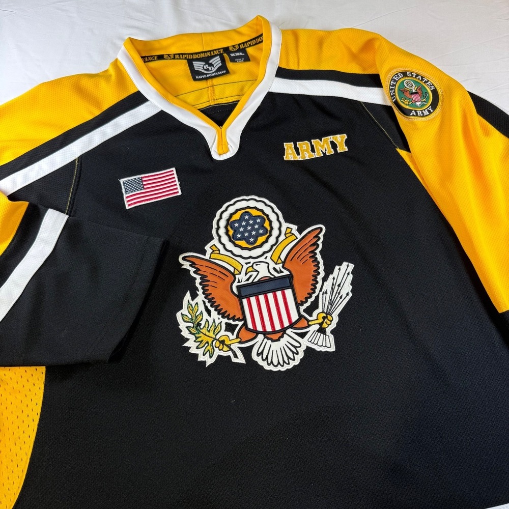 Rapid Dominance U.S. ARMY Black Yellow Hockey Jersey Men's Size XXL